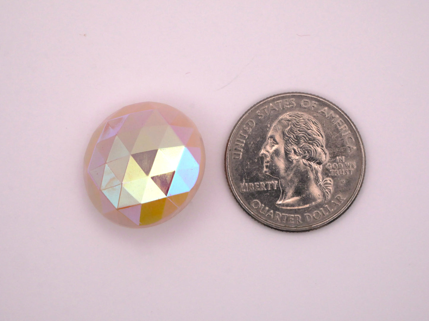 Faceted Iridescent Pink Glass Button 22mm