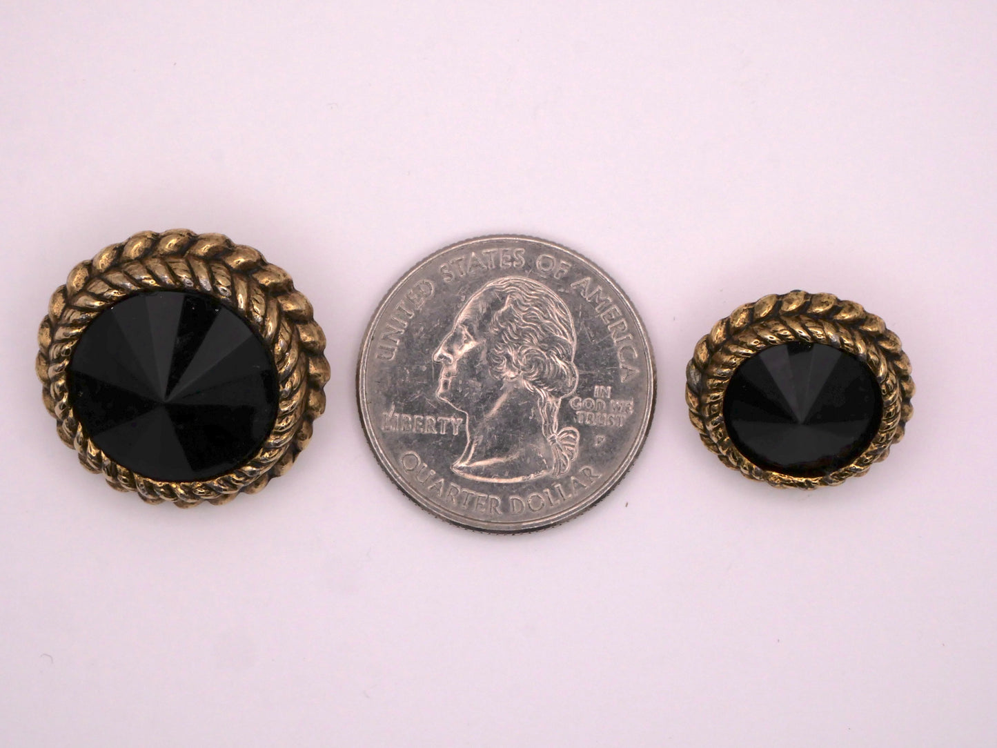 Glass Faceted Black Bronze Metal Rope Look Button Various 18-24mm