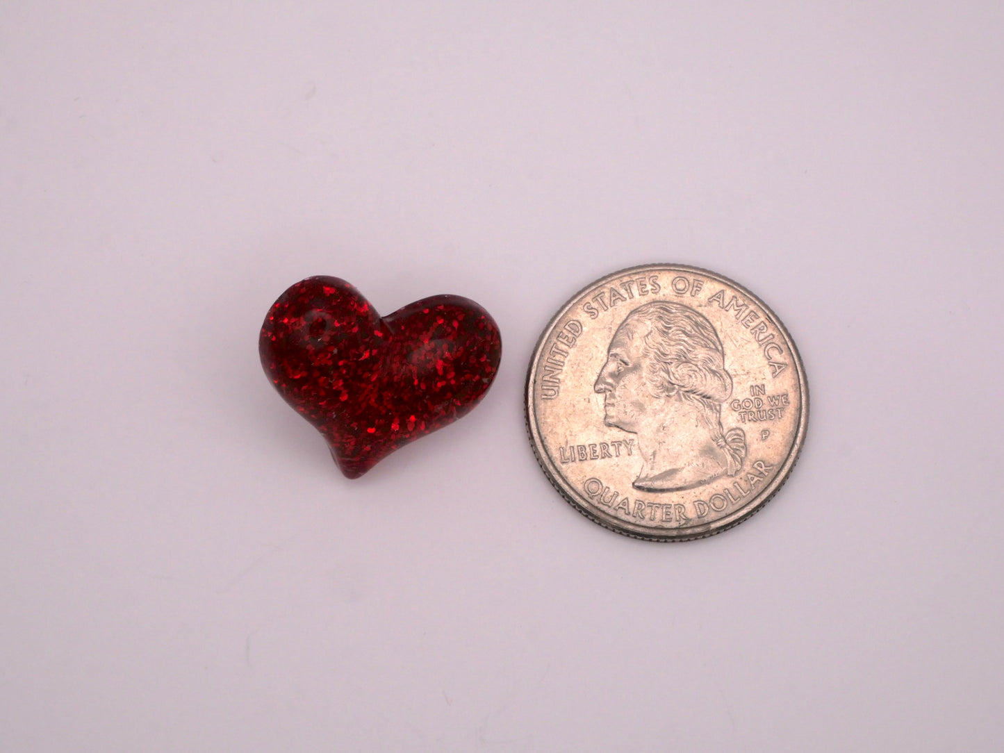 Red Glitter Heart Set of Three Resin Buttons 17x21mm