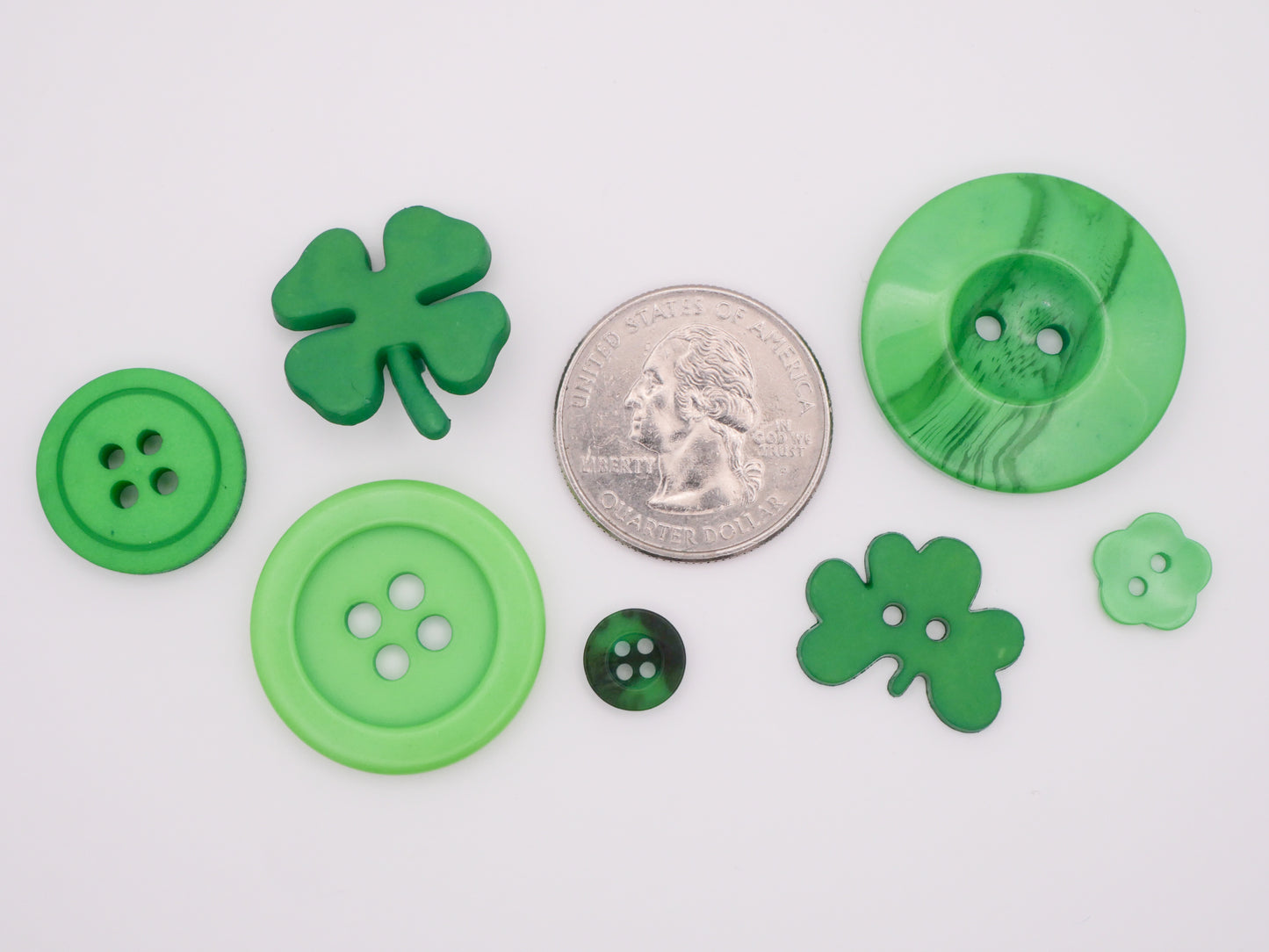 Green Clover Shamrock St Patricks Day Set of Fifty-Five Buttons 9-30mm