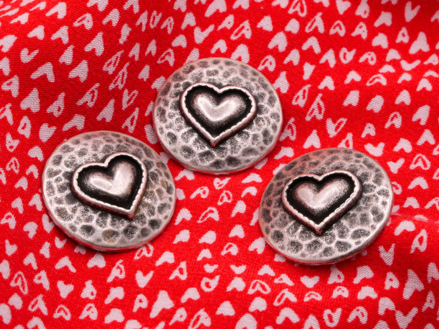 Hammered Look Heart Circle Button Metal Button 23mm