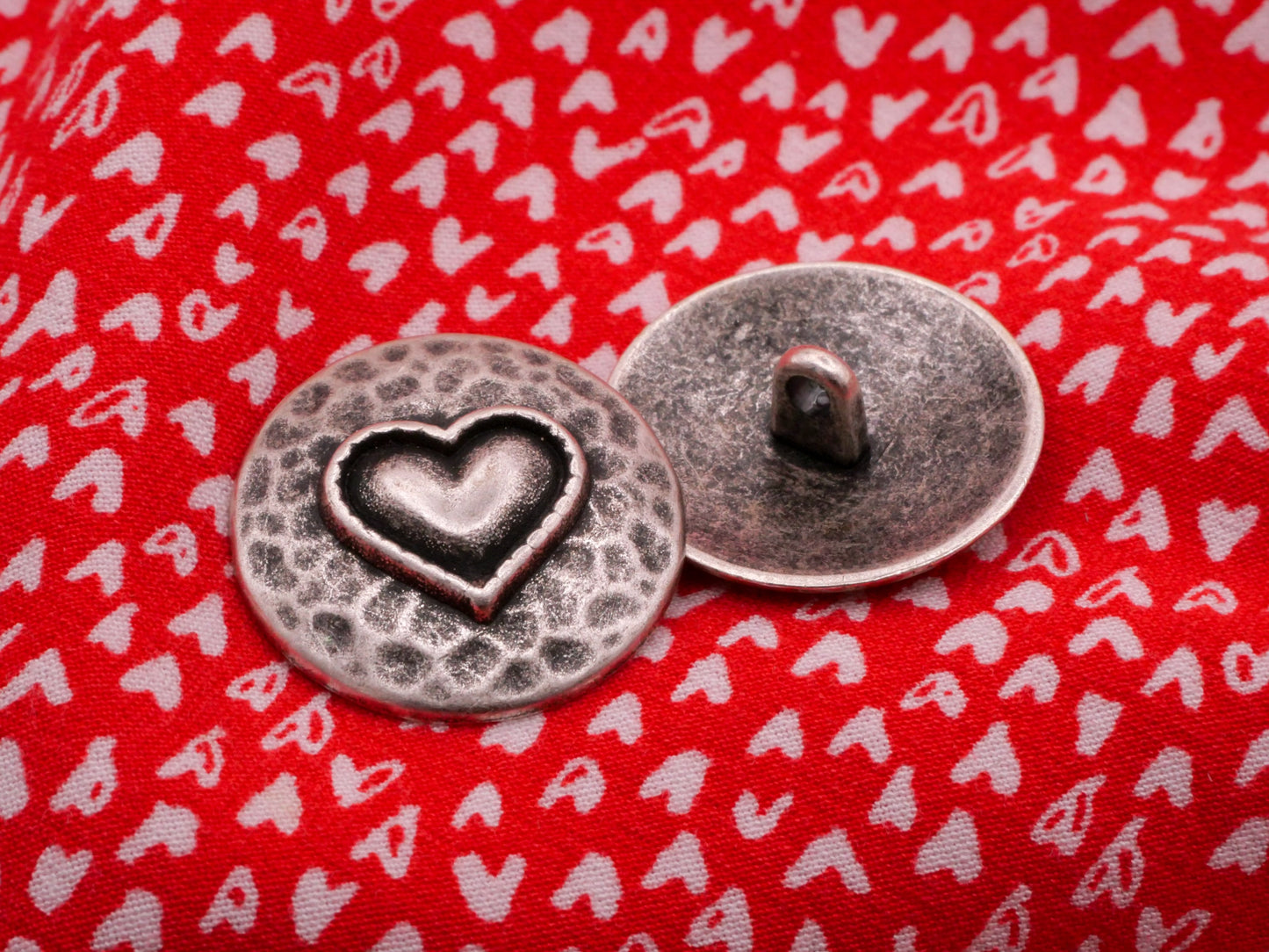 Hammered Look Heart Circle Button Metal Button 23mm