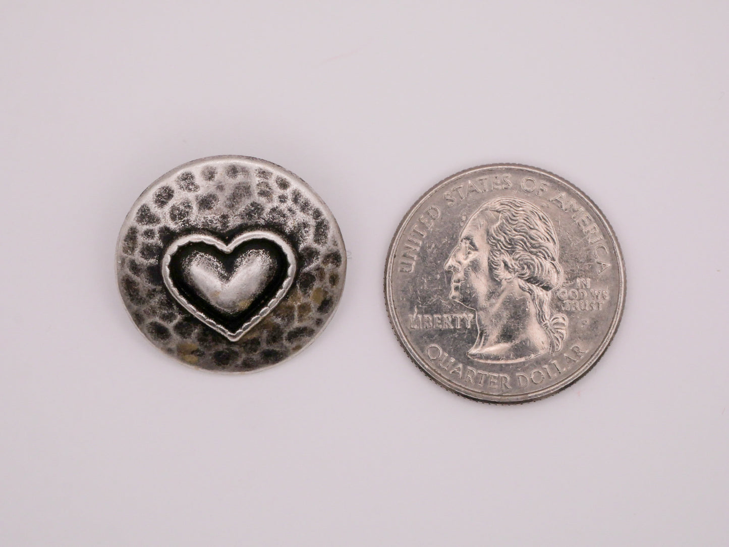 Hammered Look Heart Circle Button Metal Button 23mm