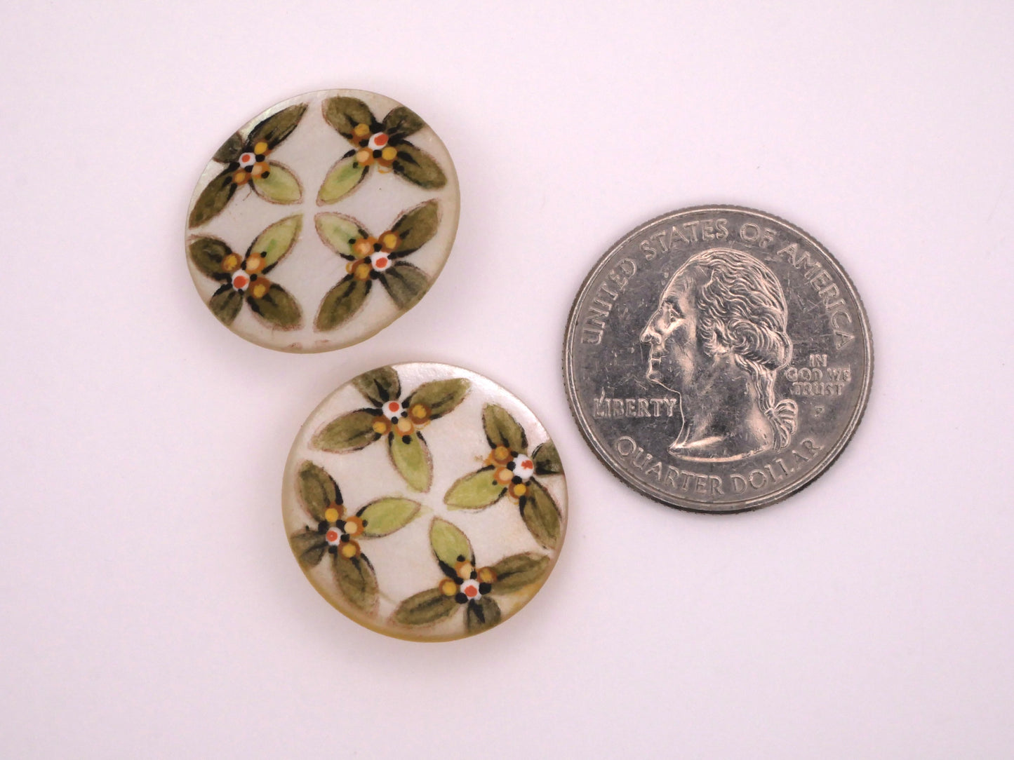 Mother of Pearl Hand-Painted Button 22mm