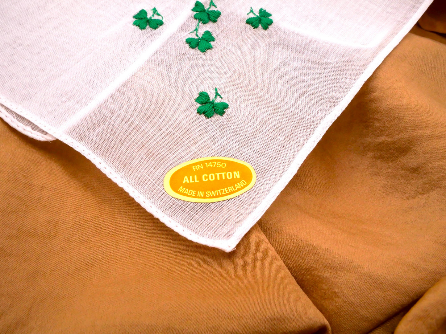 Handkerchief Shamrock Clover Embroidered Vintage Hankie Hanky