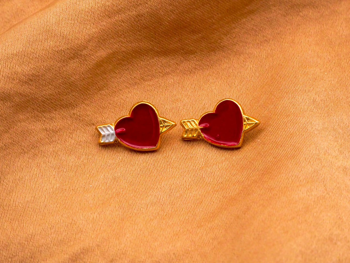 Tiny Enamel Heart Arrow Gold Metal Button Various 9x14mm