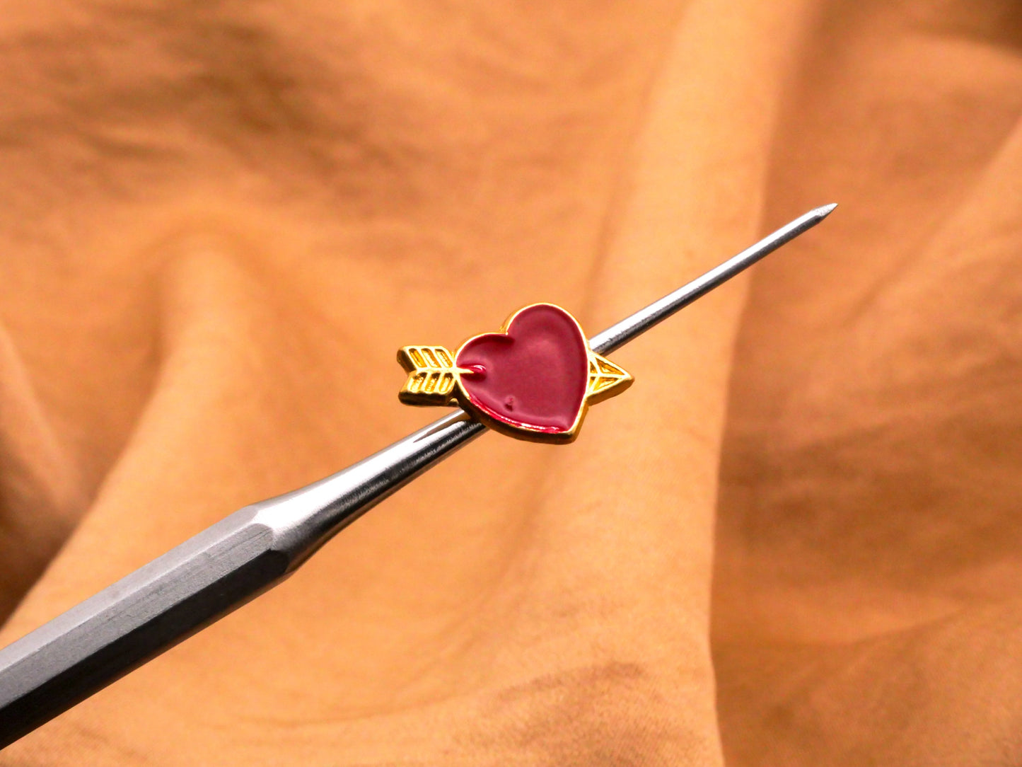 Tiny Enamel Heart Arrow Gold Metal Button Various 9x14mm