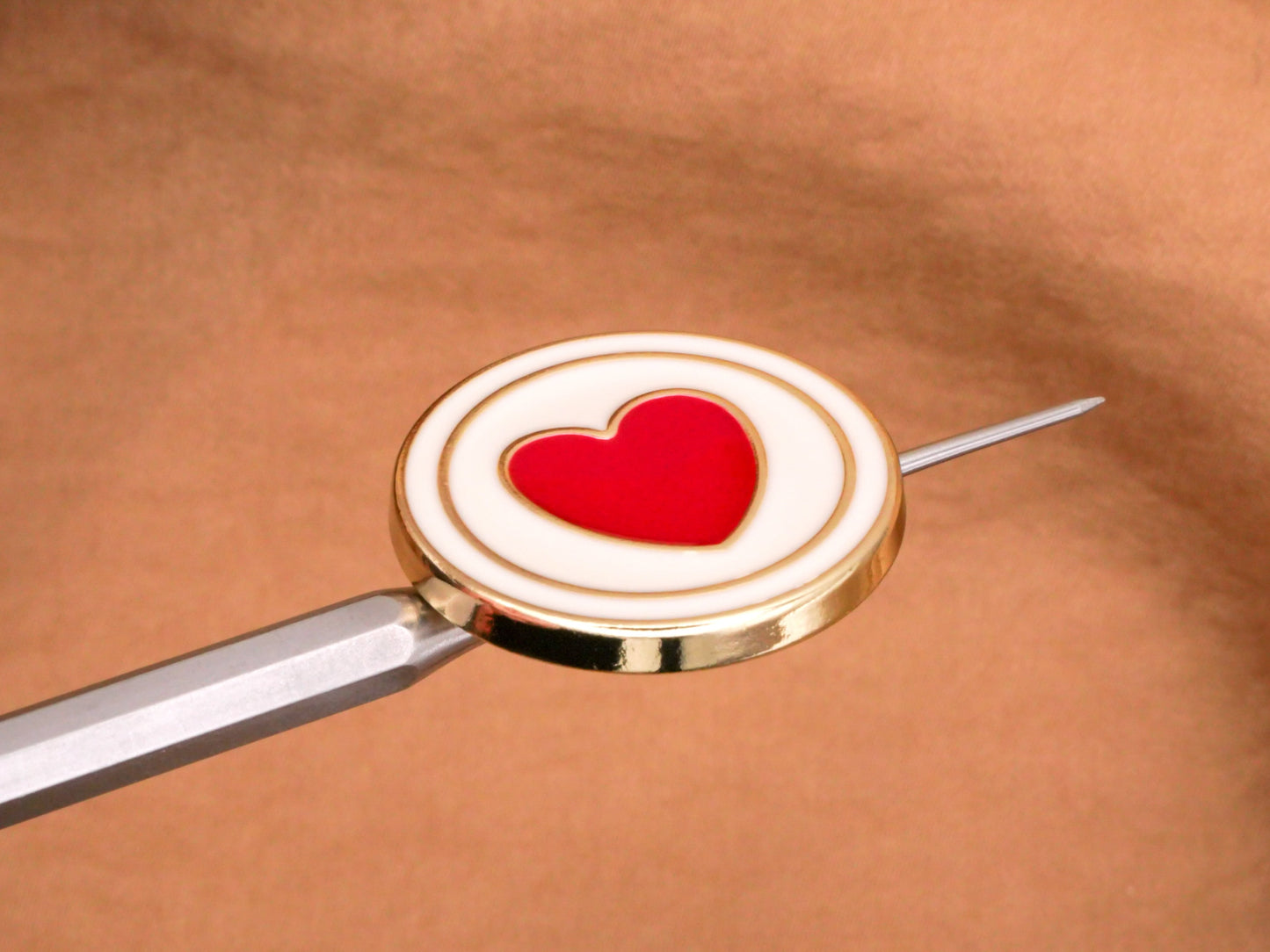 Enamel Heart Circle Button Red Off-White Gold Metal Button 25mm