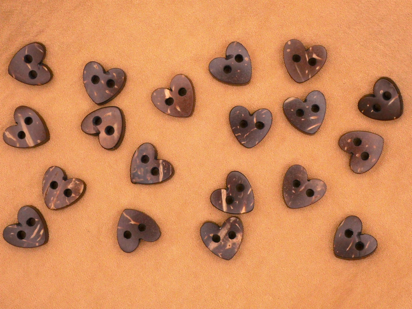 Hearts Coconut Shell Natural Sew-Thru Set of Nine Buttons 10mm