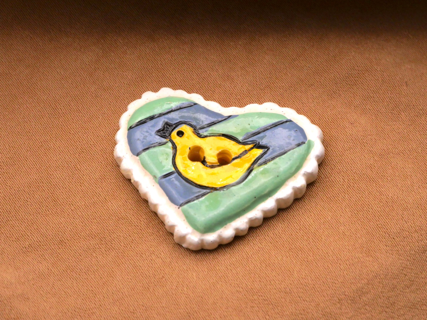 Heart Pastels Patchwork Chick Art Stone Hand-Painted Button Various 25-32mm