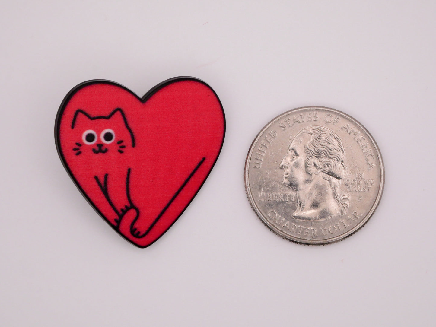 Heart Shape Kitty Cat Red Metal Button 29x30mm