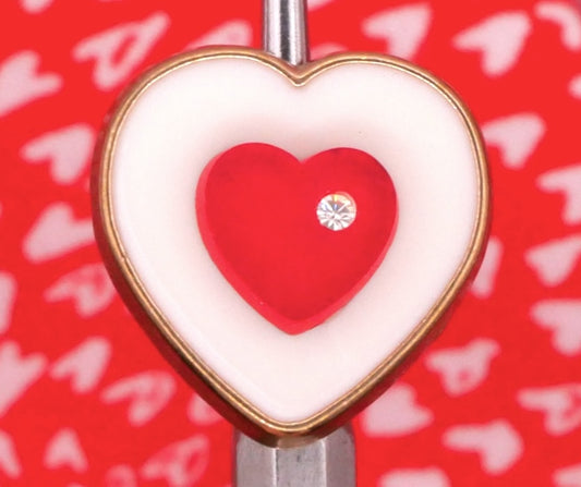 Heart Enamel Glass Rhinestone Gold Metal Button 16mm