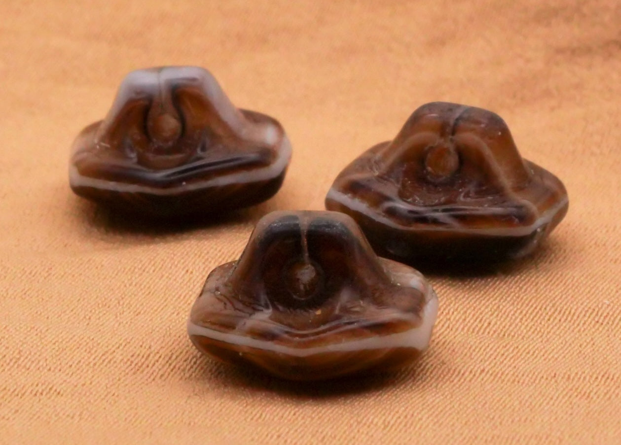 Tigers Eye Look Glass Hexagon Vintage Set of Three Buttons 13mm