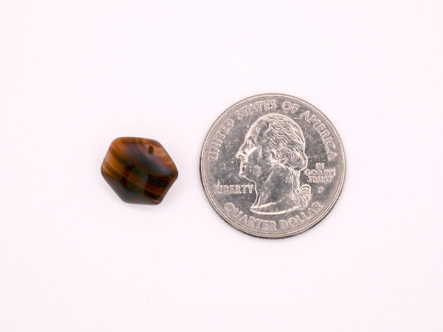 Tigers Eye Look Glass Hexagon Vintage Set of Three Buttons 13mm