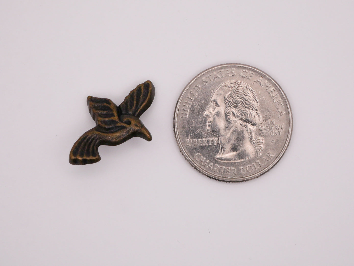 Hummingbird Bronze Metal Flying Bird Button 15mm