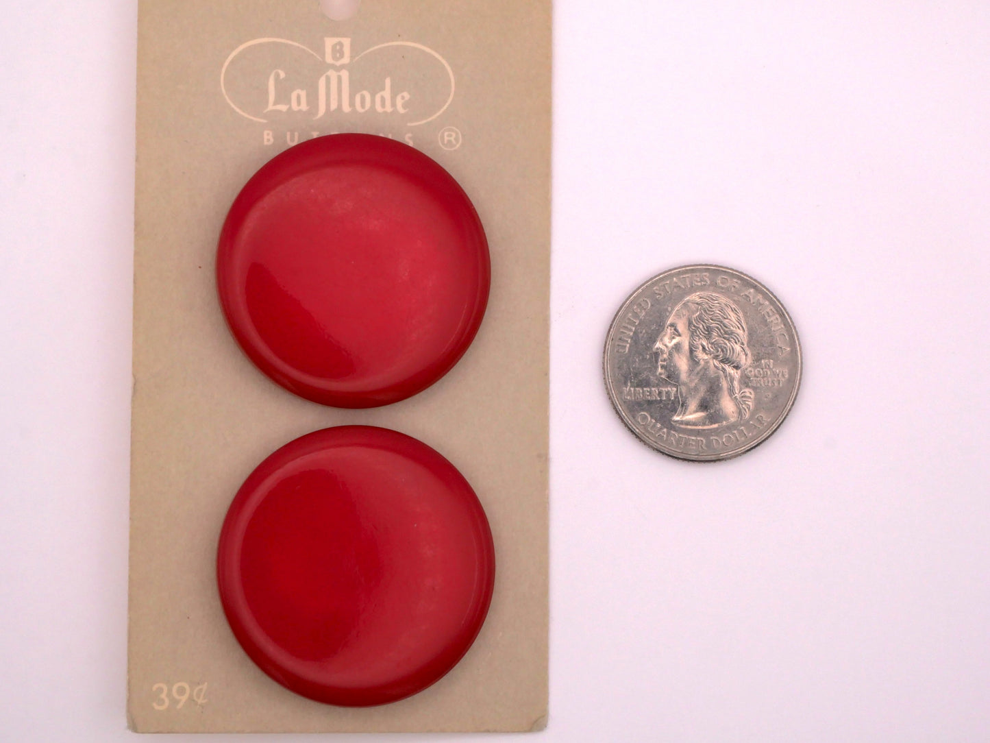 Carded Red Vintage La Mode Large Buttons 33mm