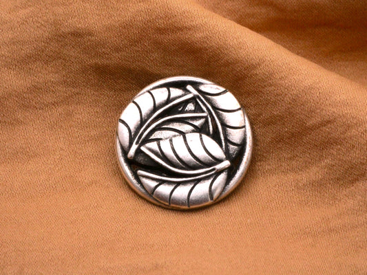 Foliage Leaf Three Leaves Metal Button 23mm