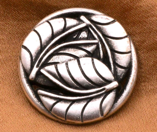 Foliage Leaf Three Leaves Metal Button 23mm