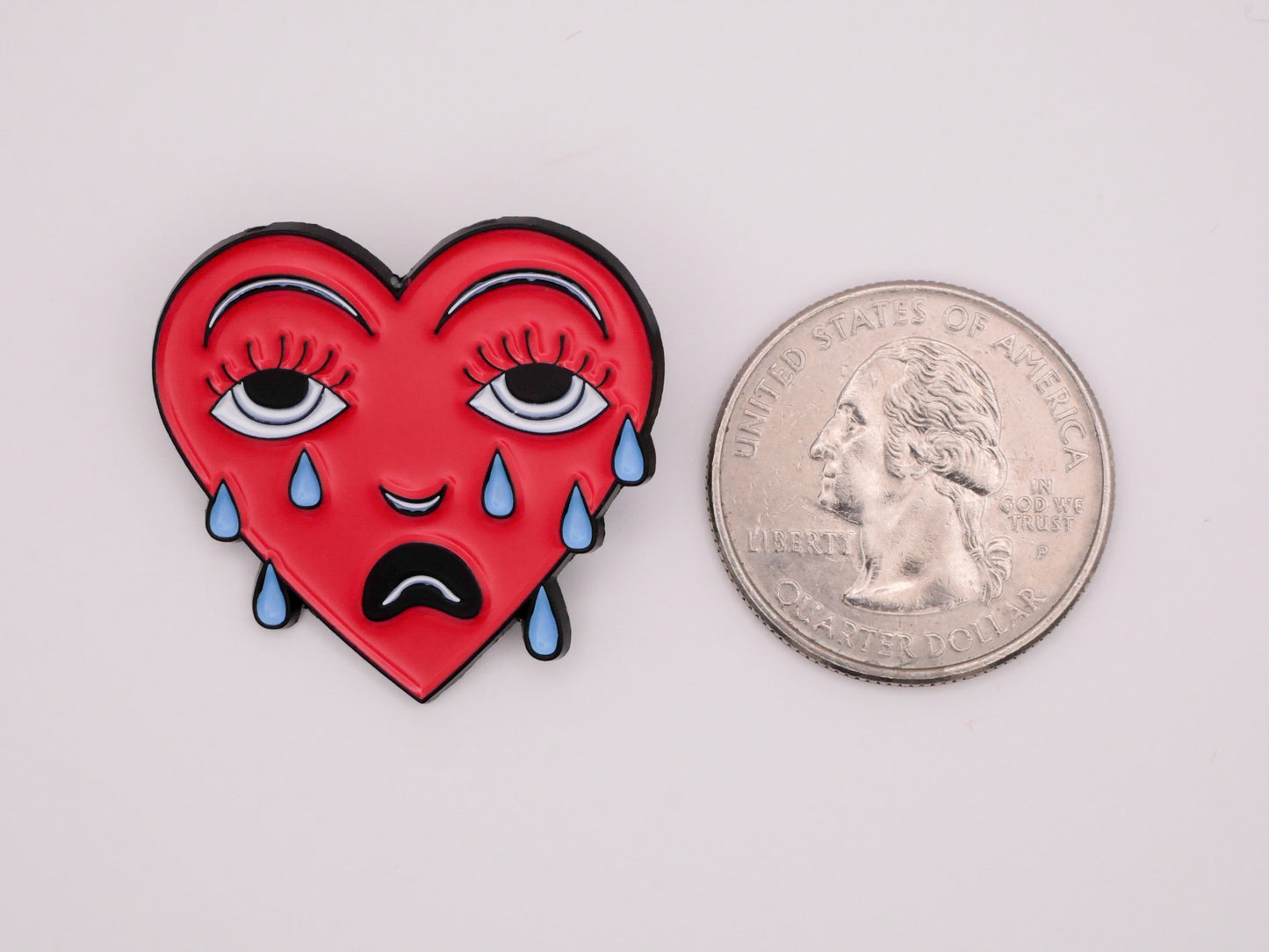 Lonely Hearts Crying Heart Enamel Button 29x30mm