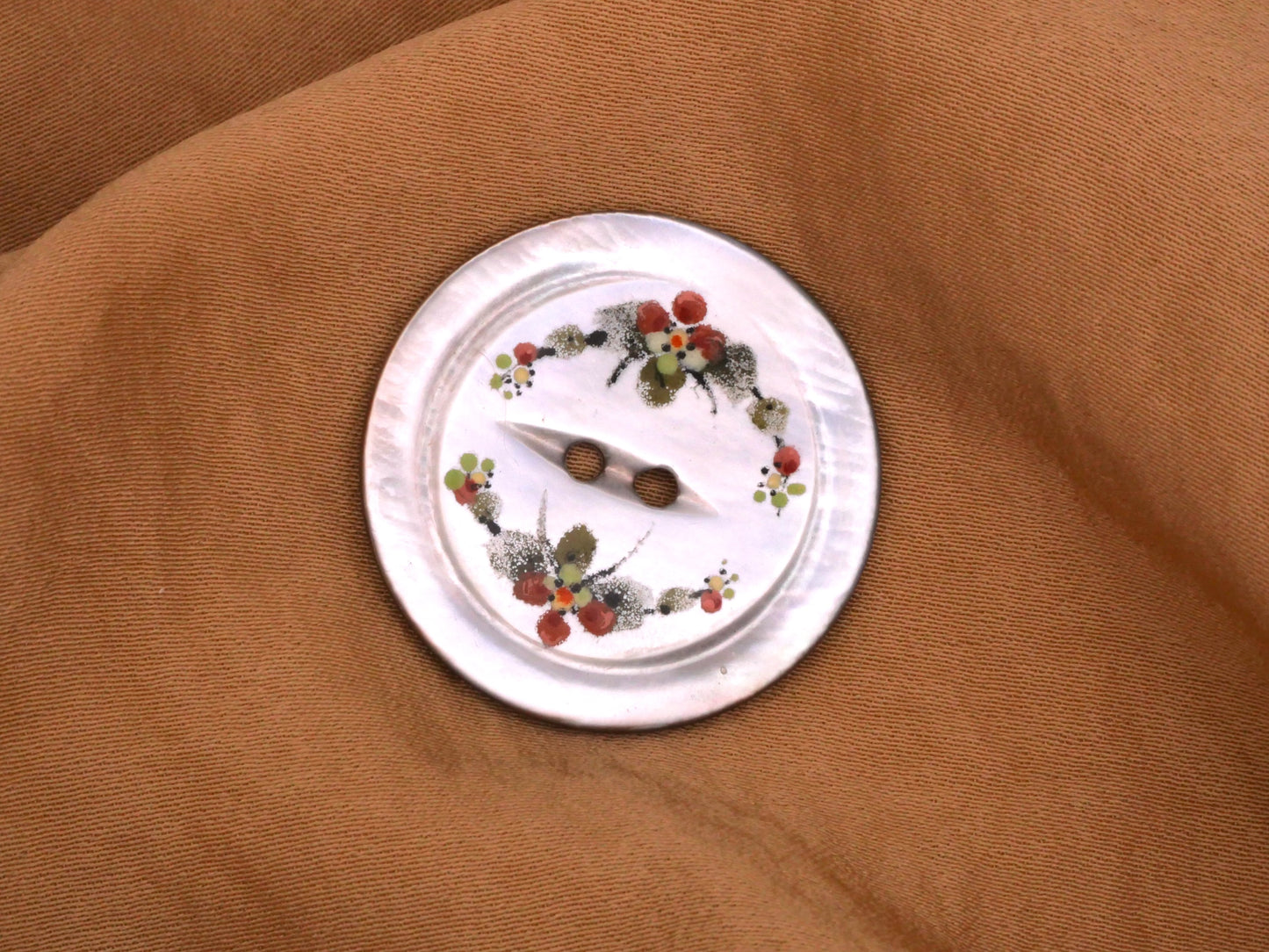 Mother of Pearl Hand-Painted Floral Garland Sew-Thru Buttons 28mm