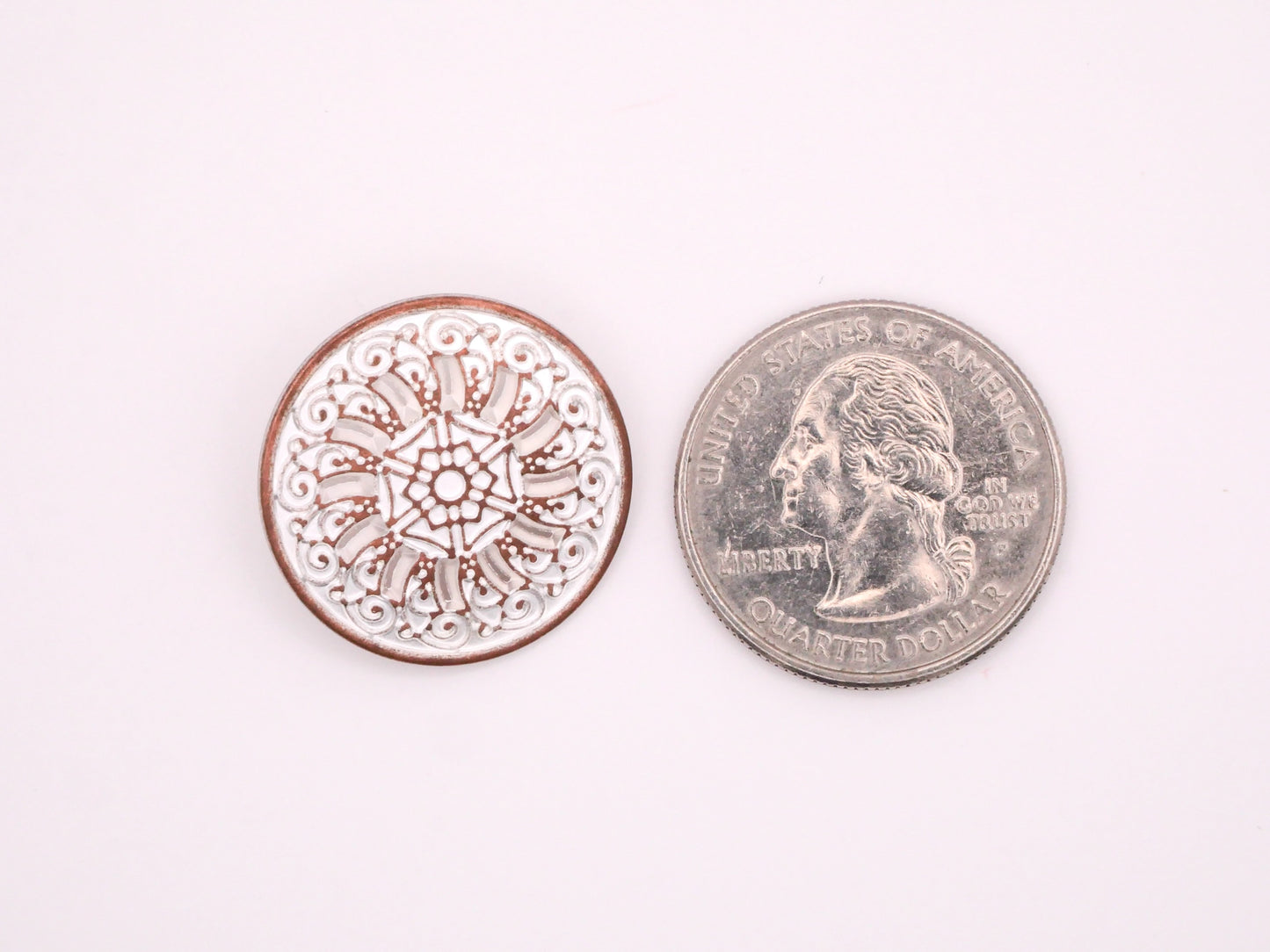 Mandala Design Pearlized Metal Button 23mm