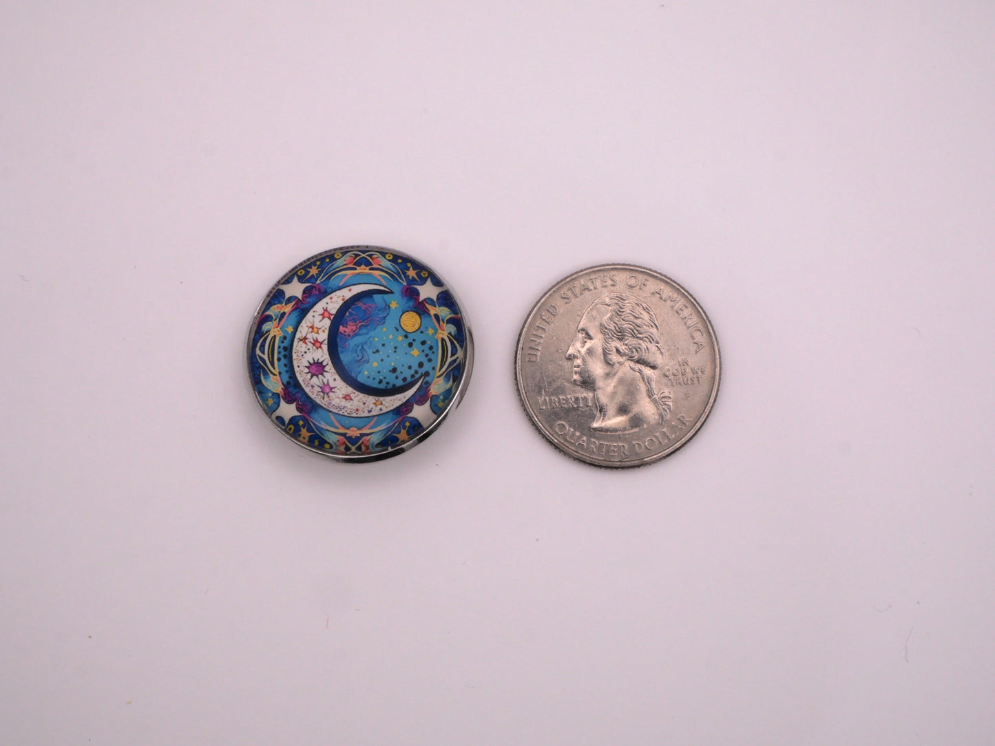 Festival Moon Star Celestial Glass Dome Button 27mm