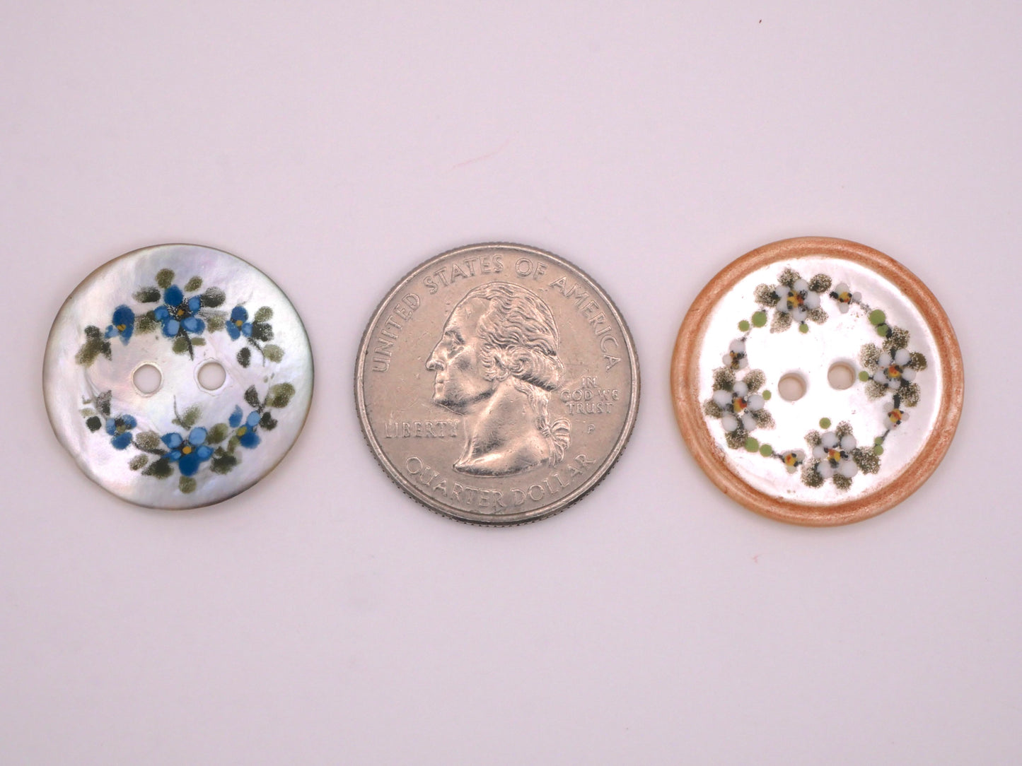 Mother of Pearl Hand-Painted Flower Wreath Sew-Thru Button Various 23-25mm