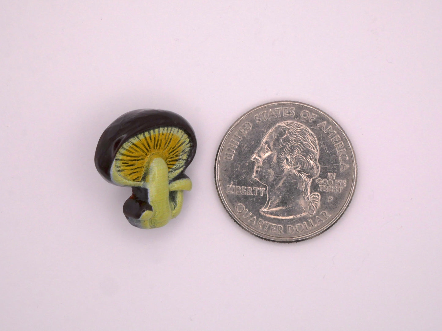 Mushroom Earthy Brown Yellow Kitschy Pair of Buttons 19x20mm