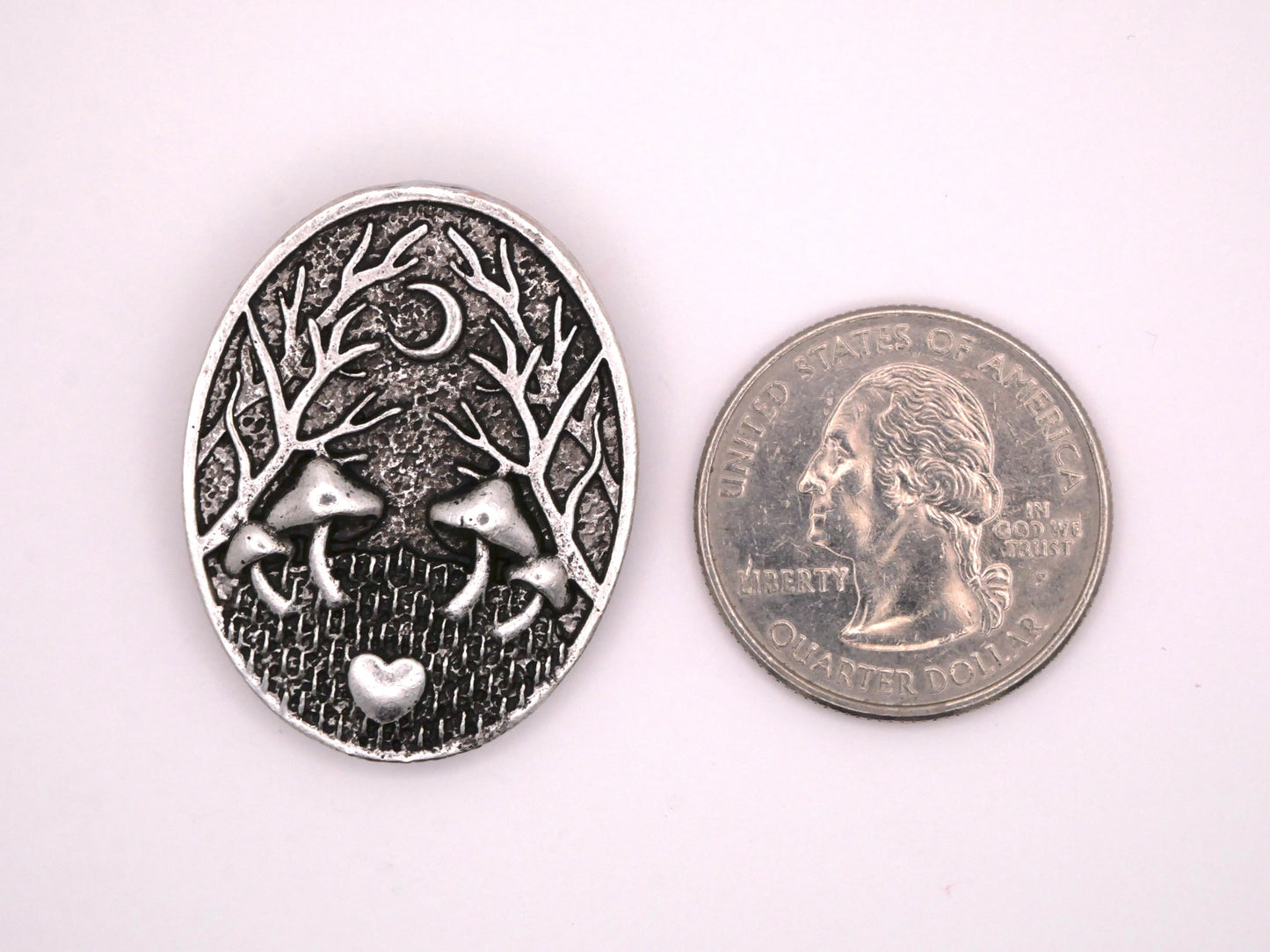 Mushroom Forest Moon Heart Large Button 26x34mm