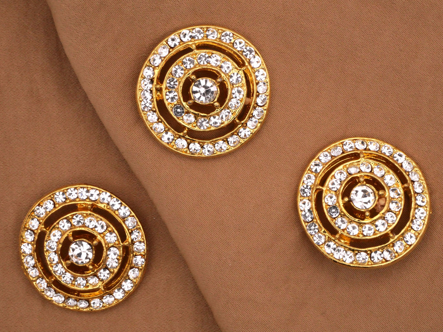 Celestial Gold Rhinestone Button Orbit 25mm