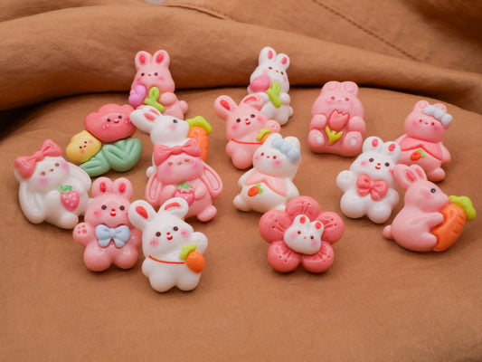 Bunny Rabbit Easter Spring Kids Set of Four Buttons Random Various 18x23mm