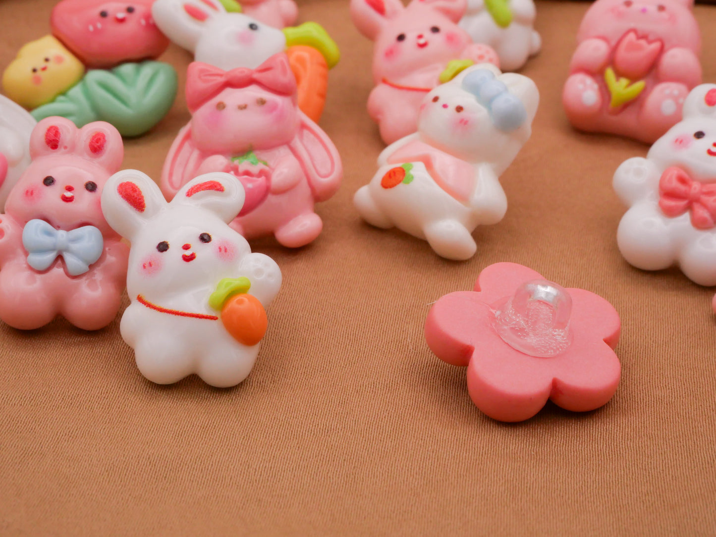 Bunny Rabbit Easter Spring Kids Set of Four Buttons Random Various 18x23mm