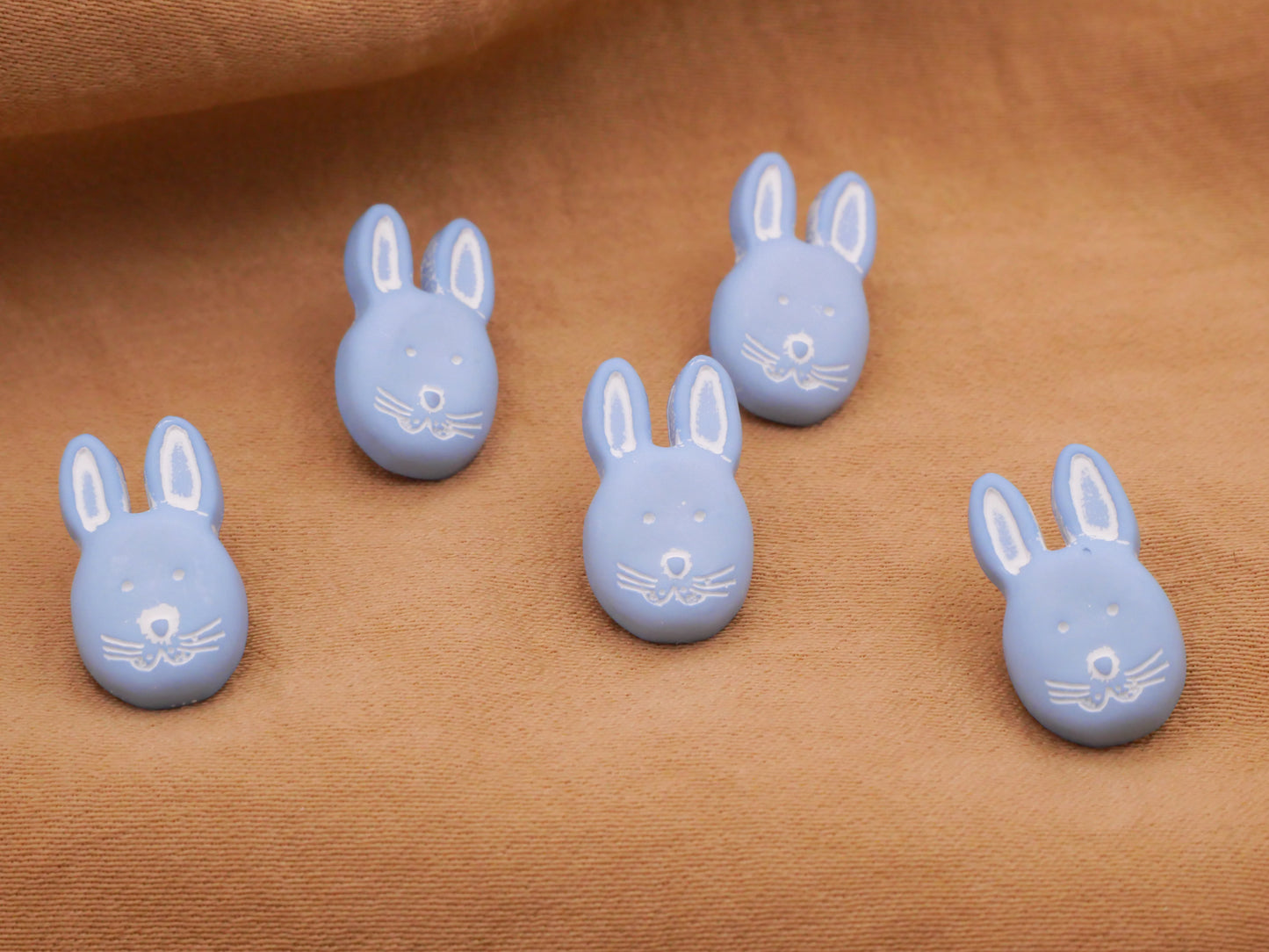 Bunny Rabbit Face Hazy Blue Plastic Button 9x15mm