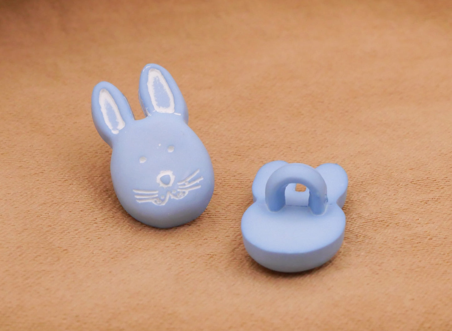 Bunny Rabbit Face Hazy Blue Plastic Button 9x15mm