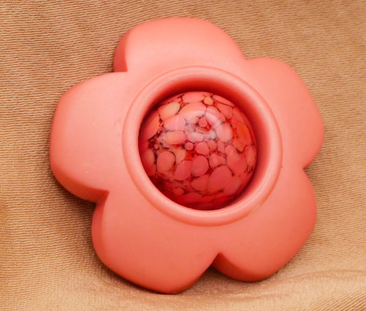 Daisy Peachy Pink Coral Glass Center Plastic Button 30mm