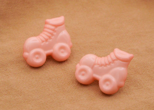 Roller Skate Peachy Pink Plastic Button 14x16mm