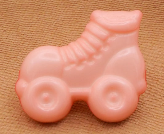 Roller Skate Peachy Pink Plastic Button 14x16mm