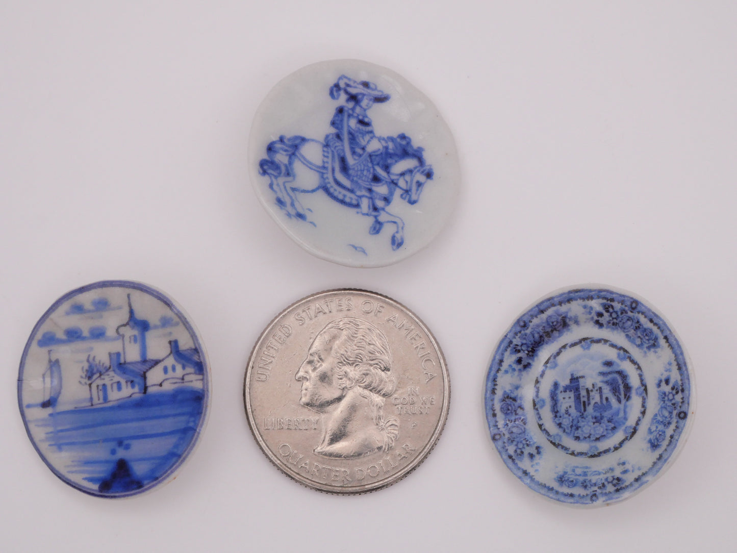 Delft Look Ceramic Blue Transfer Vintage Reproduction Button Various 26mm