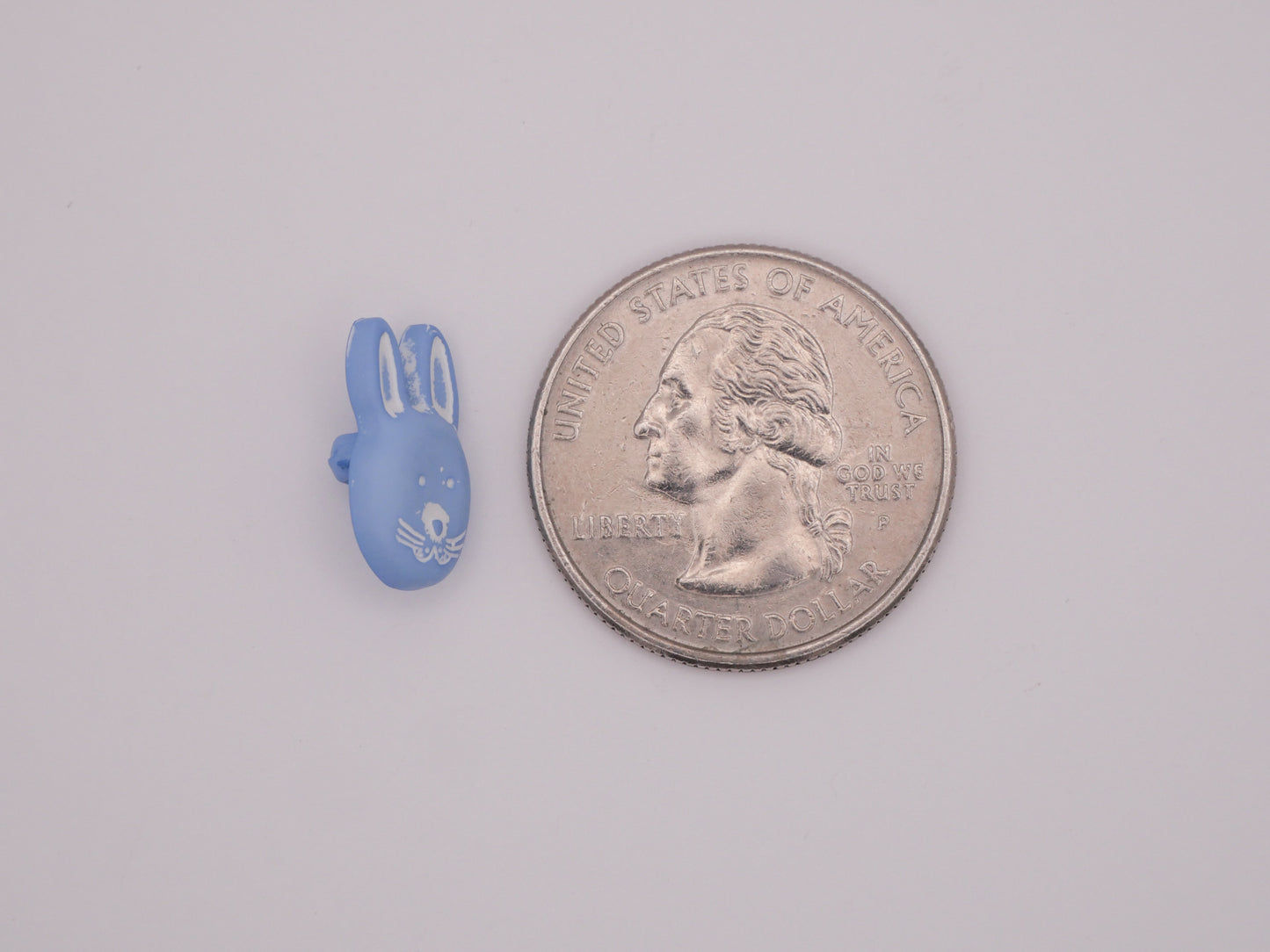 Bunny Rabbit Face Hazy Blue Plastic Button 9x15mm