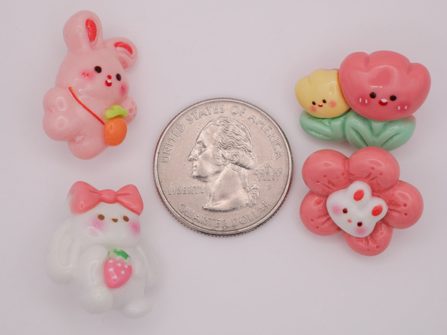 Bunny Rabbit Easter Spring Kids Set of Four Buttons Random Various 18x23mm