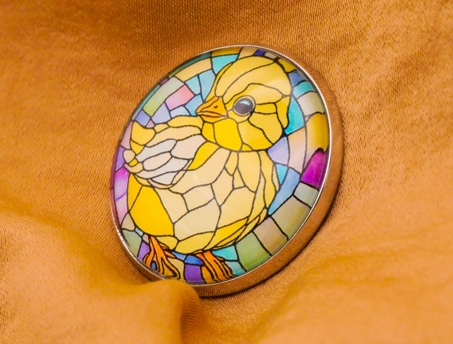 Chick Stained Glass Spring Glass Dome Button 27mm