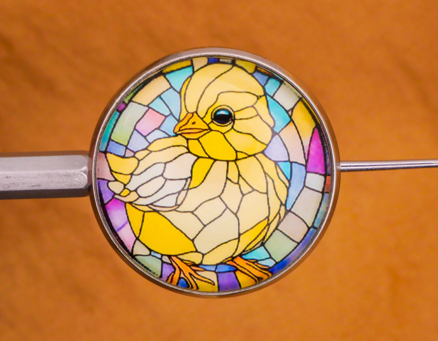 Chick Stained Glass Spring Glass Dome Button 27mm