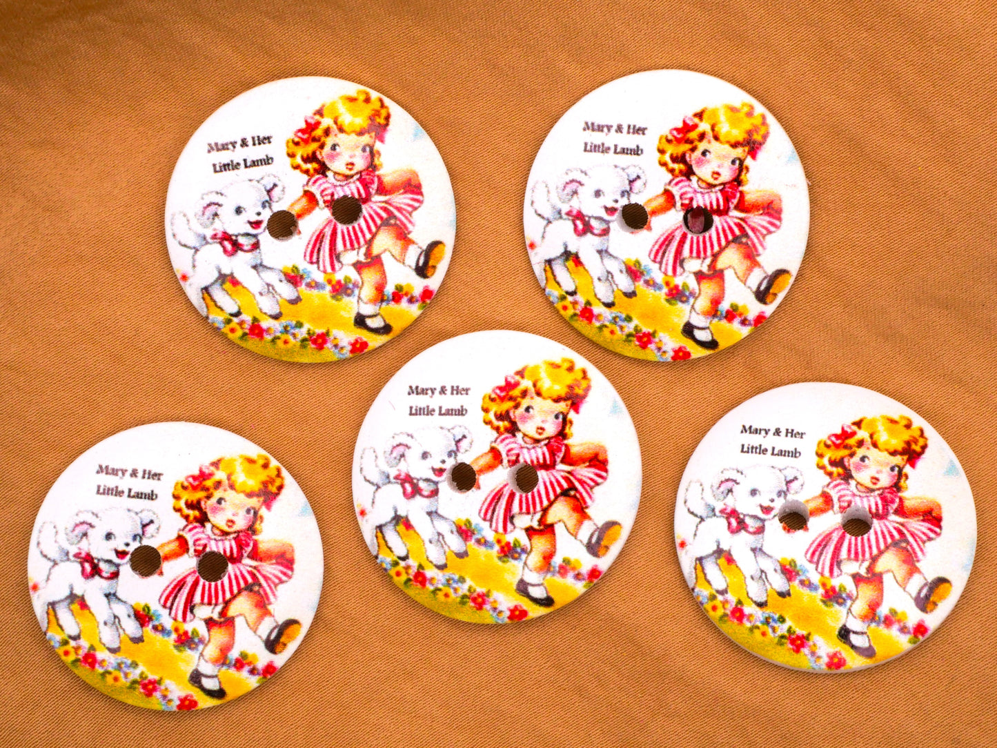 Mary Lamb Bo Peep Nursery Rhyme Wood Button Various 29mm