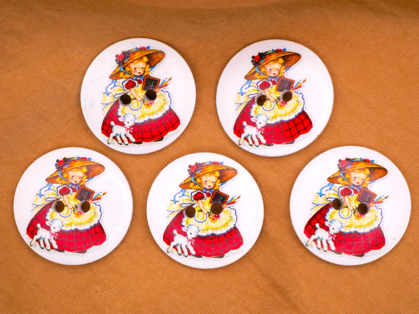 Mary Lamb Bo Peep Nursery Rhyme Wood Button Various 29mm