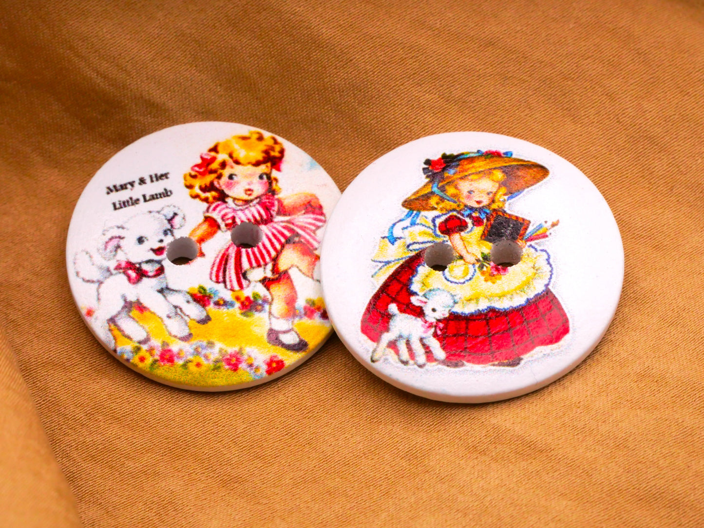 Mary Lamb Bo Peep Nursery Rhyme Wood Button Various 29mm