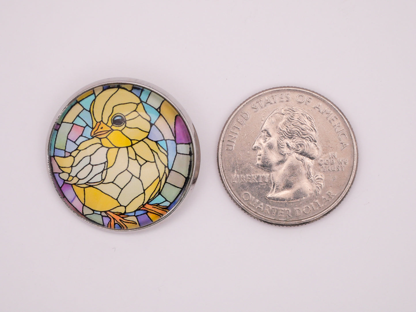 Chick Stained Glass Spring Glass Dome Button 27mm