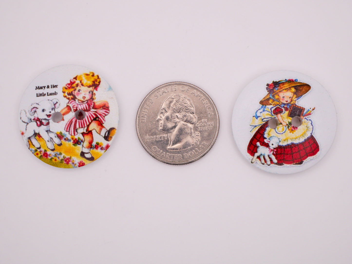 Mary Lamb Bo Peep Nursery Rhyme Wood Button Various 29mm