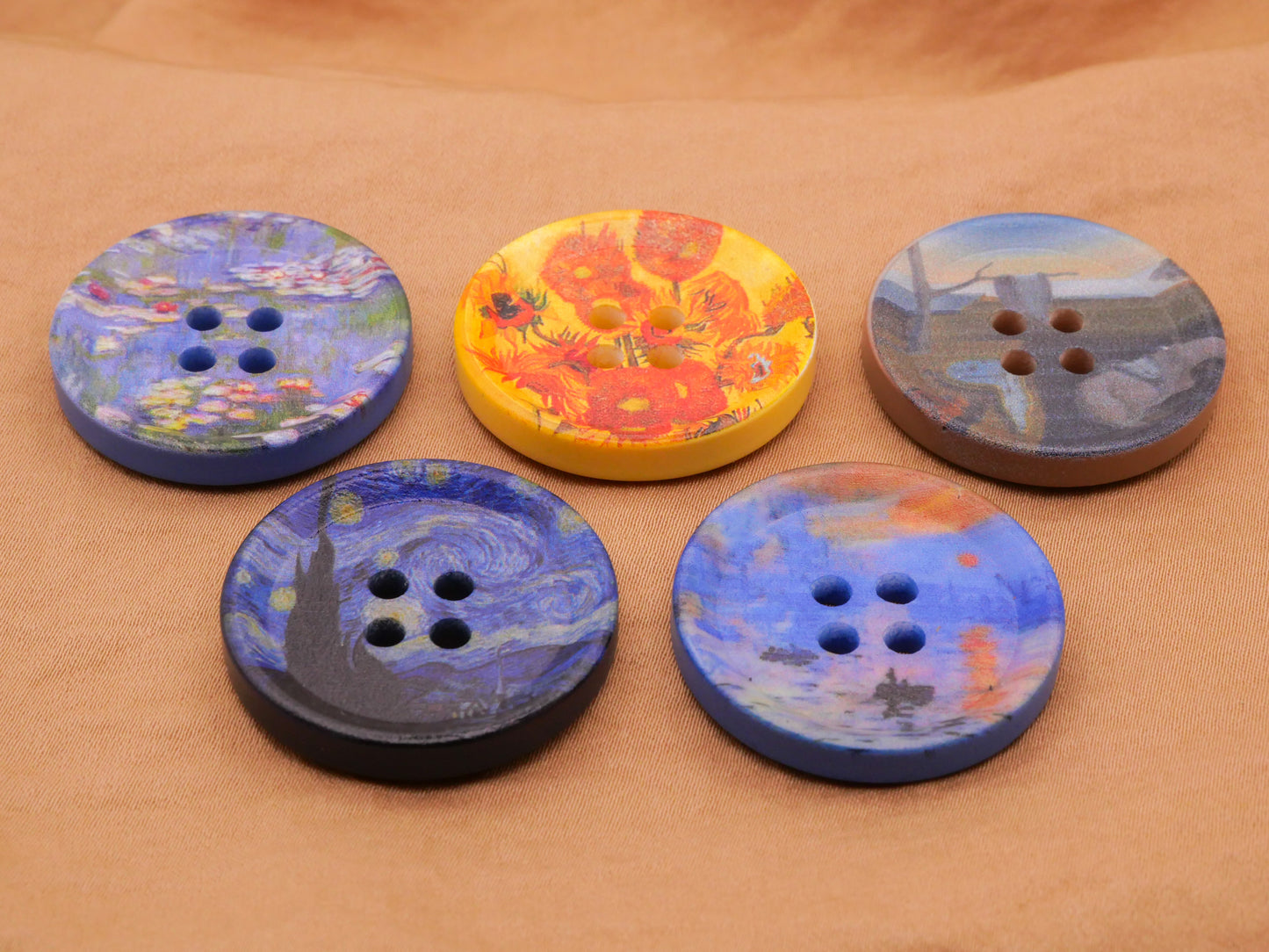 Famous Paintings Art Inspired Wood Sew-Thru Buttons Various 30mm