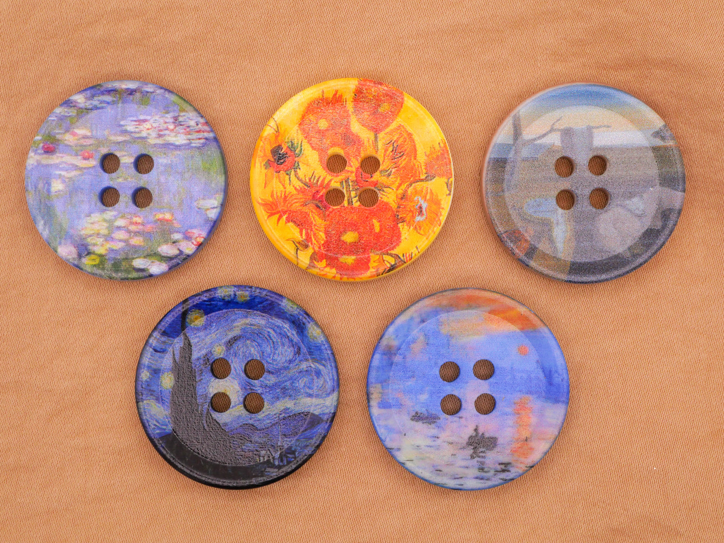 Famous Paintings Art Inspired Wood Sew-Thru Buttons Various 30mm