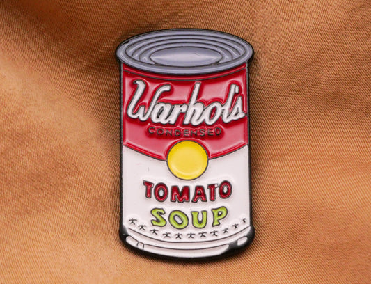 Warhol Tomato Soup Can Artist Inspired Enamel Metal Button 18x30mm